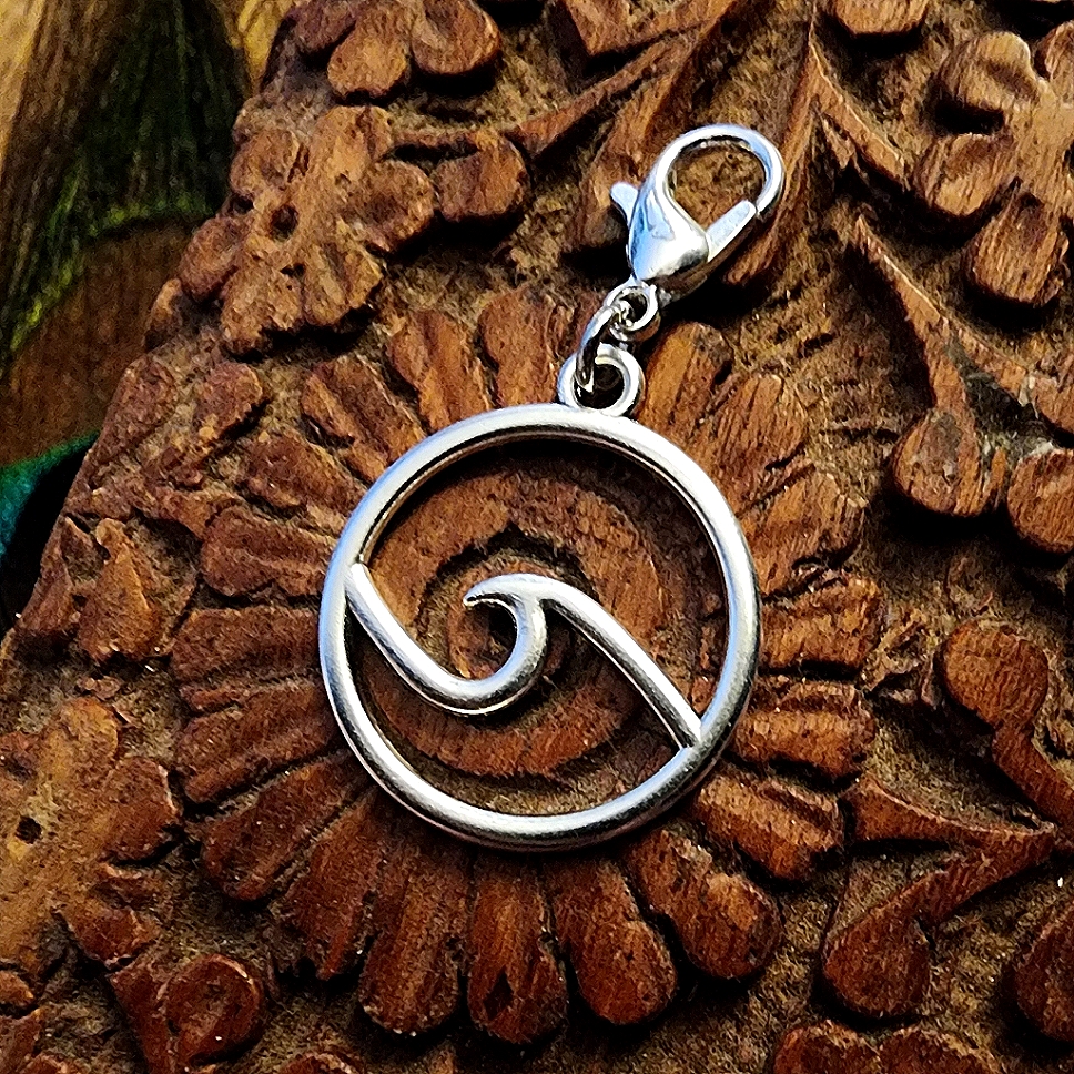 5/$25 Ocean Wave Charm For Bracelet Aquarius Planner Clipon Sea Beach Jewelry